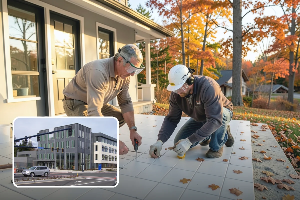 Stamped Concrete Installation in Shoreline, King County, WA - Upscale look of stone or brick at lower cost