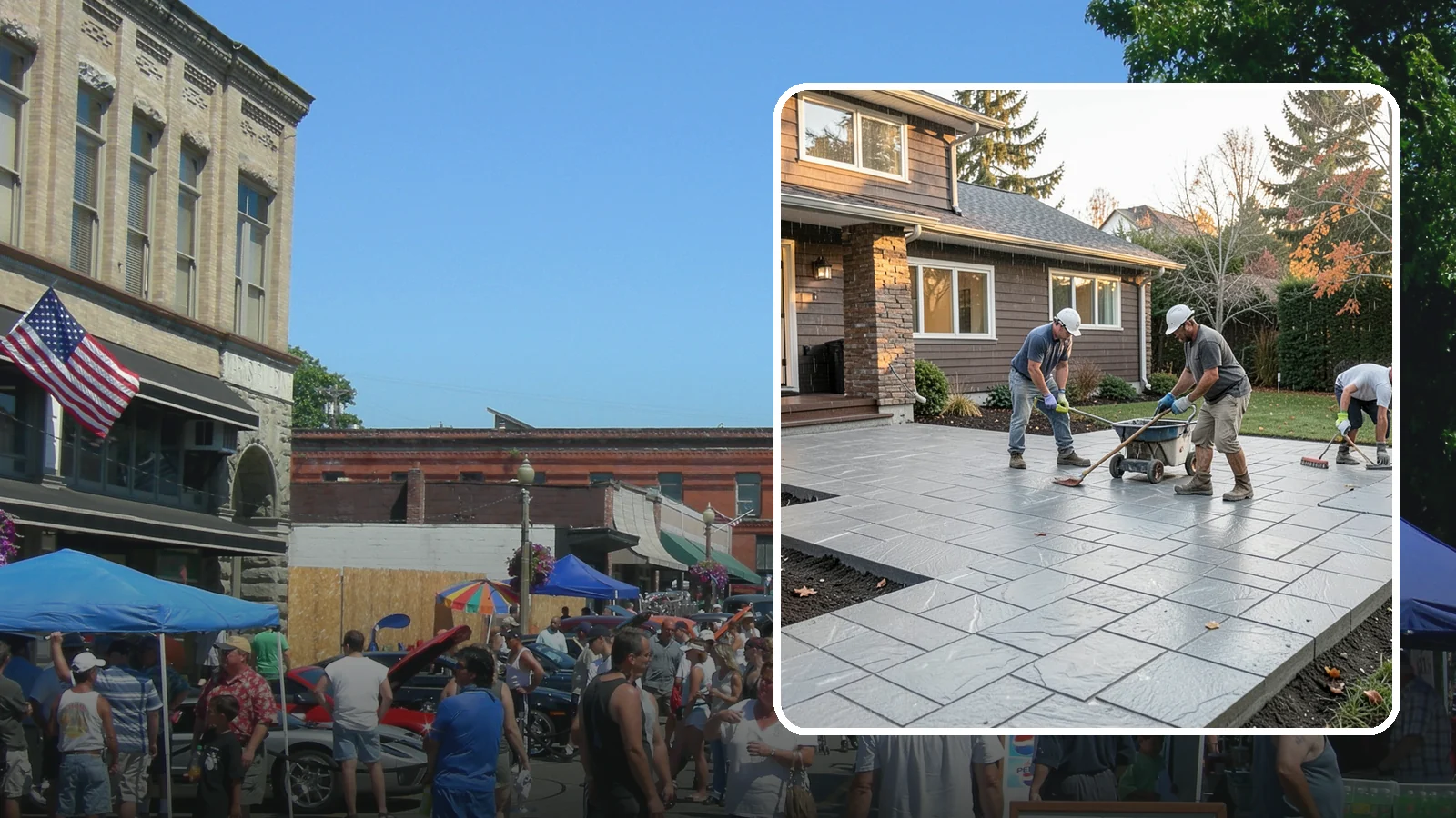 Stamped Concrete Installation in Snohomish, Snohomish County, WA - Decorative stamped concrete that mimics stone, brick, or slate while standing up to Northwest weather.