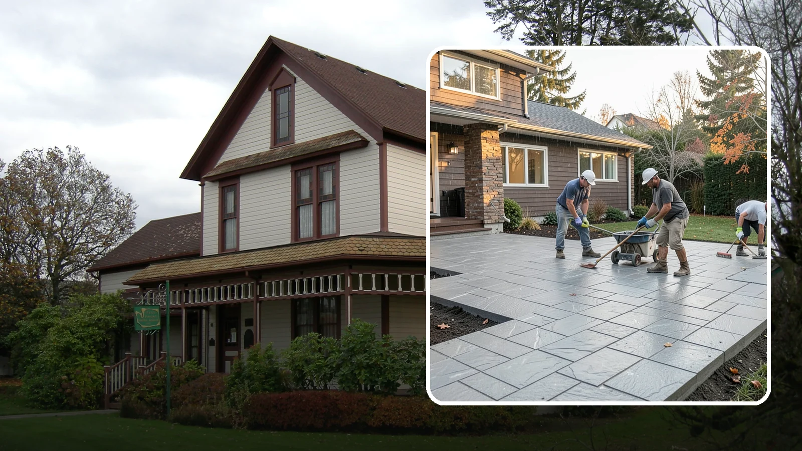 Stamped Concrete Installation in Sumner, Pierce County, WA - Decorative stamped concrete that mimics stone, brick, or slate while standing up to Northwest weather.