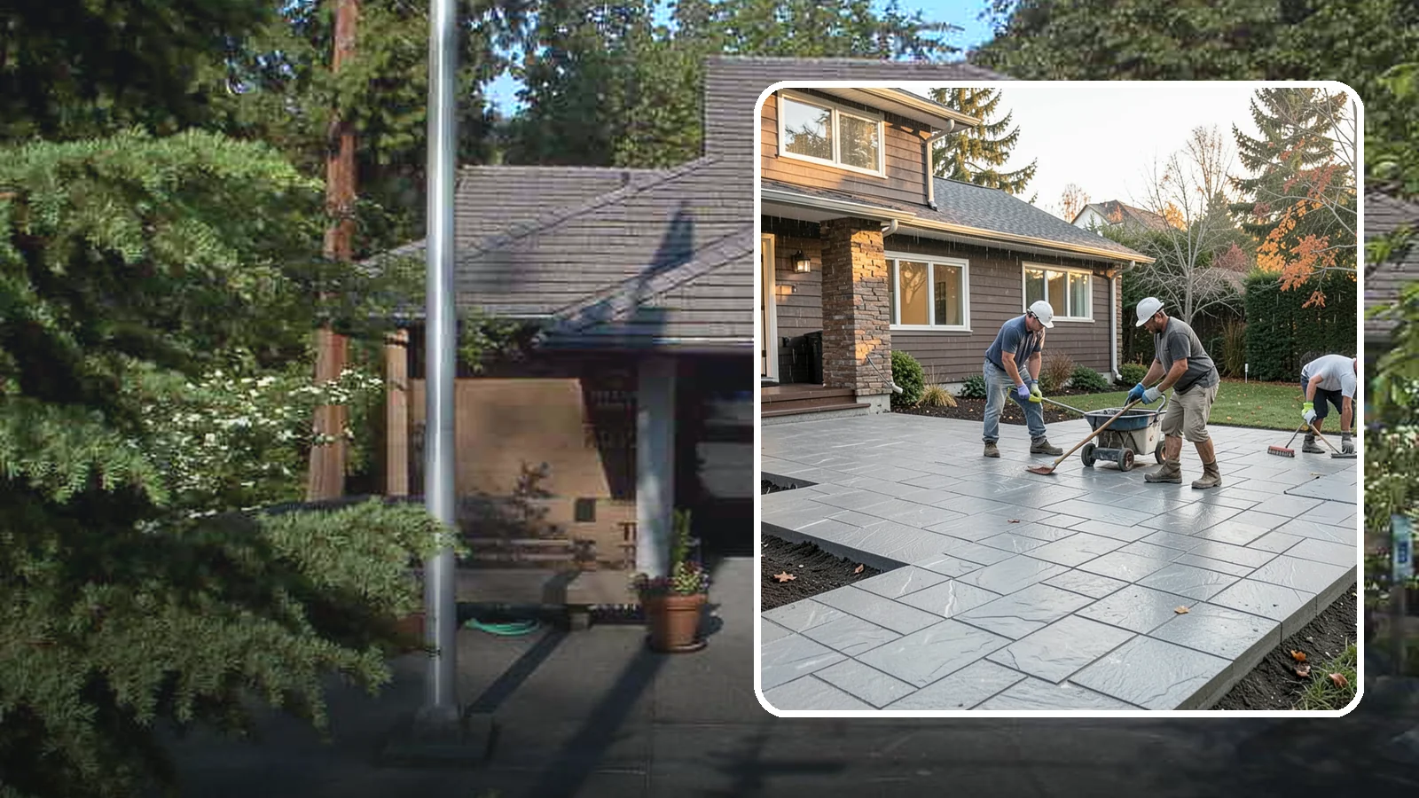 Stamped Concrete Installation in Yarrow Point, King County, WA - Decorative stamped concrete that mimics stone, brick, or slate while standing up to Northwest weather.