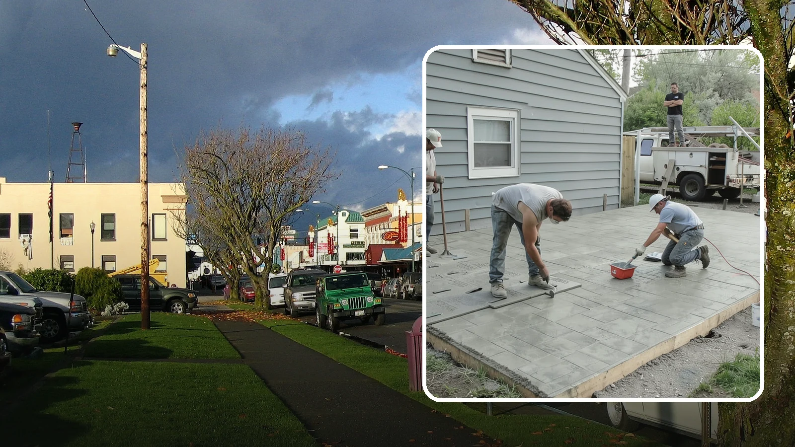 Stamped Concrete Patio in Arlington, Snohomish County, WA - Stamped concrete patio installation that mimics stone or brick at a fraction of the cost.