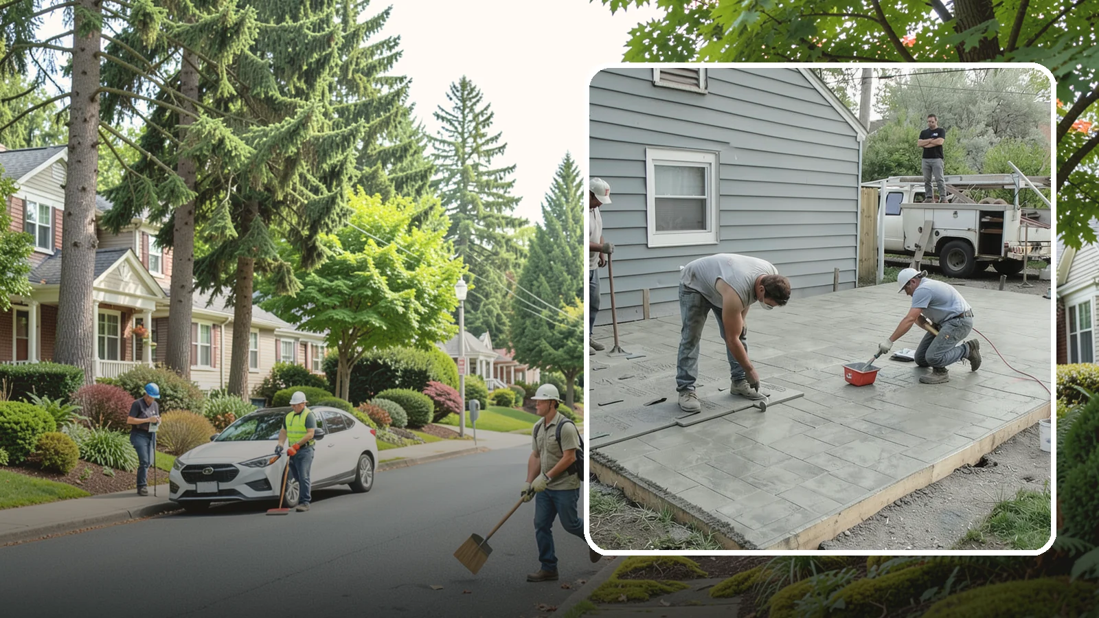 Stamped Concrete Patio in Beaux Arts Village, King County, WA - Stamped concrete patio installation that mimics stone or brick at a fraction of the cost.