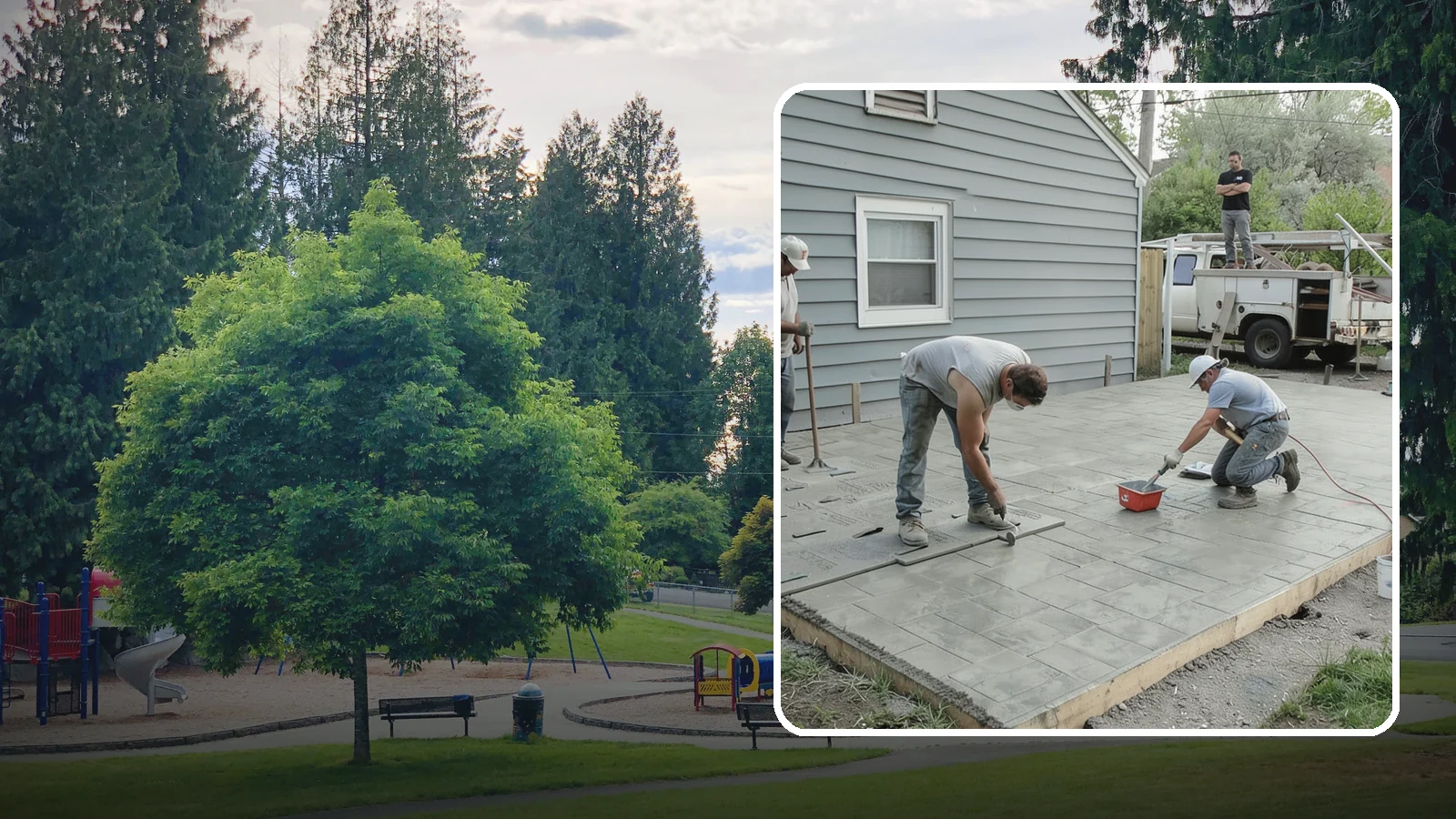 Stamped Concrete Patio in Bonney Lake, Pierce County, WA - Stamped concrete patio installation that mimics stone or brick at a fraction of the cost.