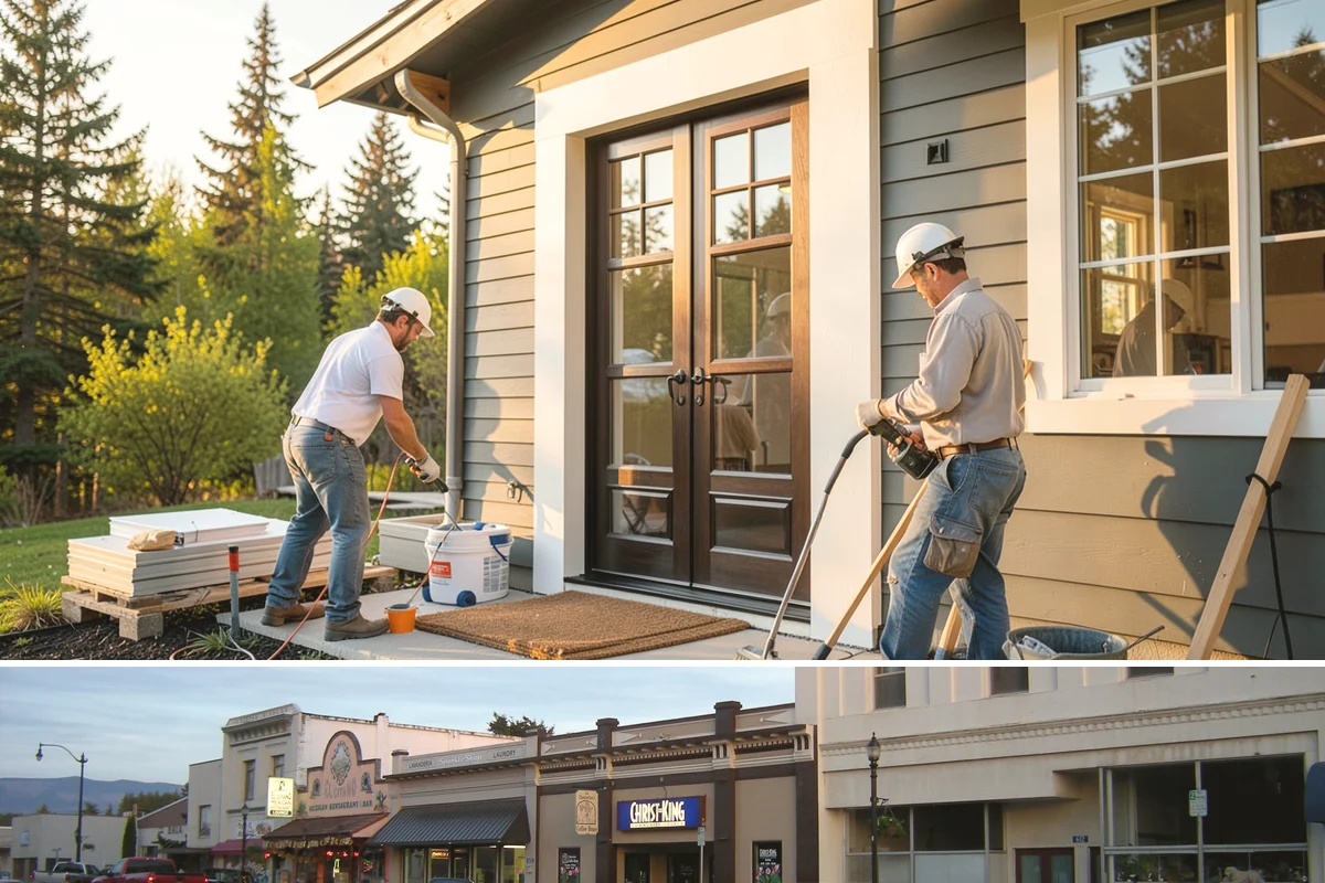 Stamped Concrete Patio in Burlington, Skagit County, WA - Warm, dry summer conditions are necessary for stamping, coloring, and sealing to set correctly.