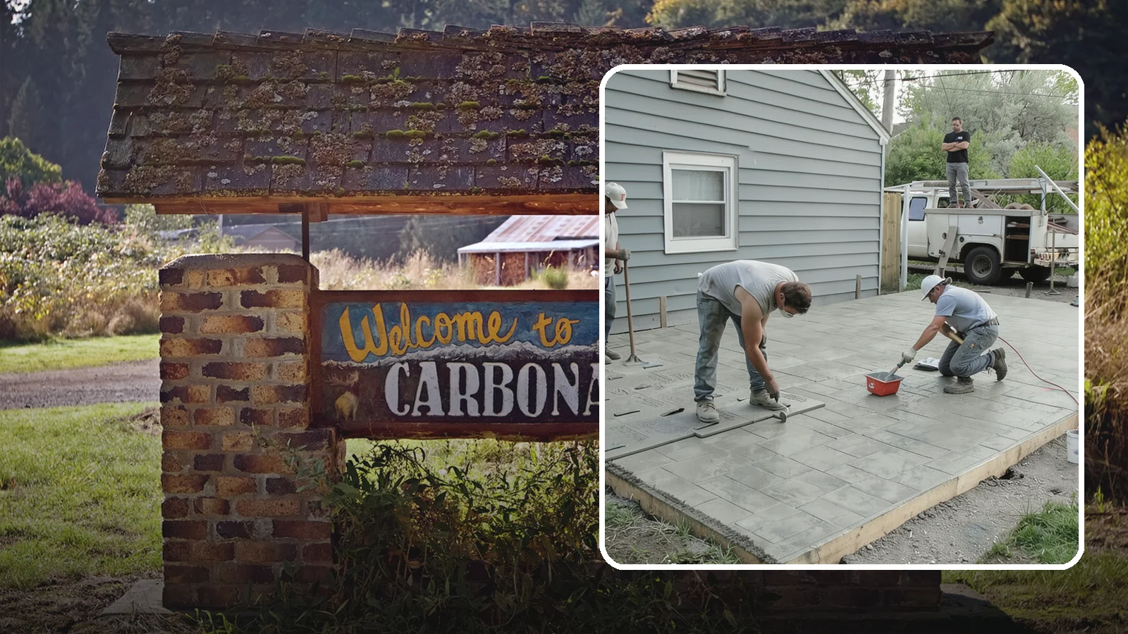 Stamped Concrete Patio in Carbonado, Pierce County, WA - Stamped concrete patio installation that mimics stone or brick at a fraction of the cost.
