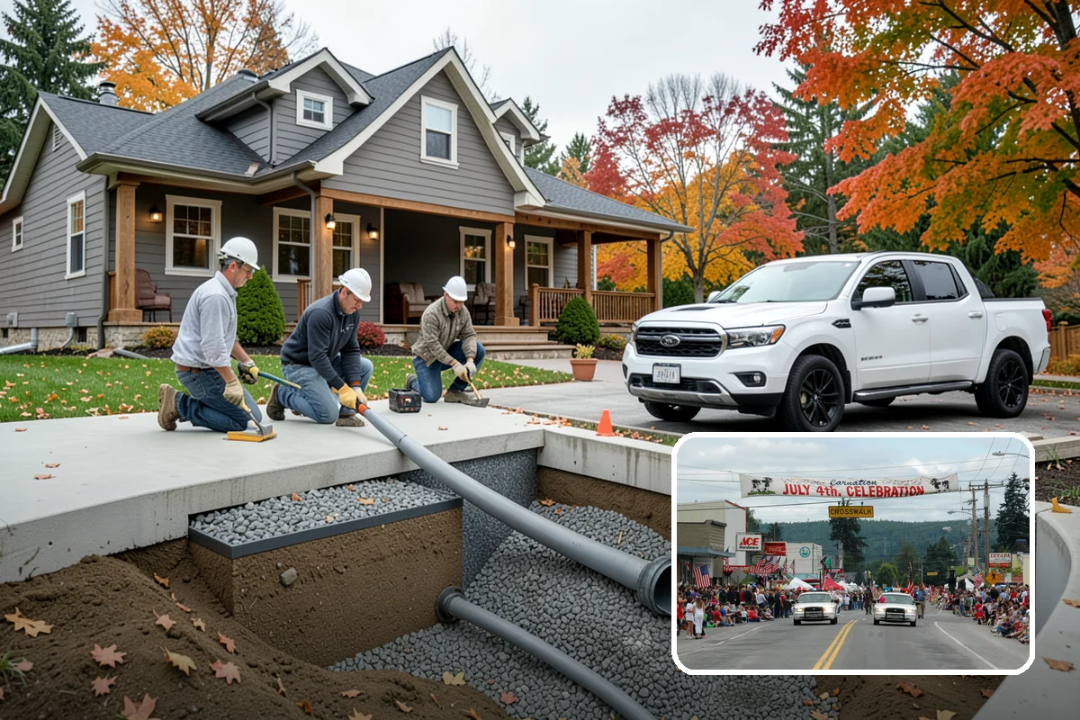 Stamped Concrete Patio in Carnation, King County, WA - Upscale stone or brick look for less