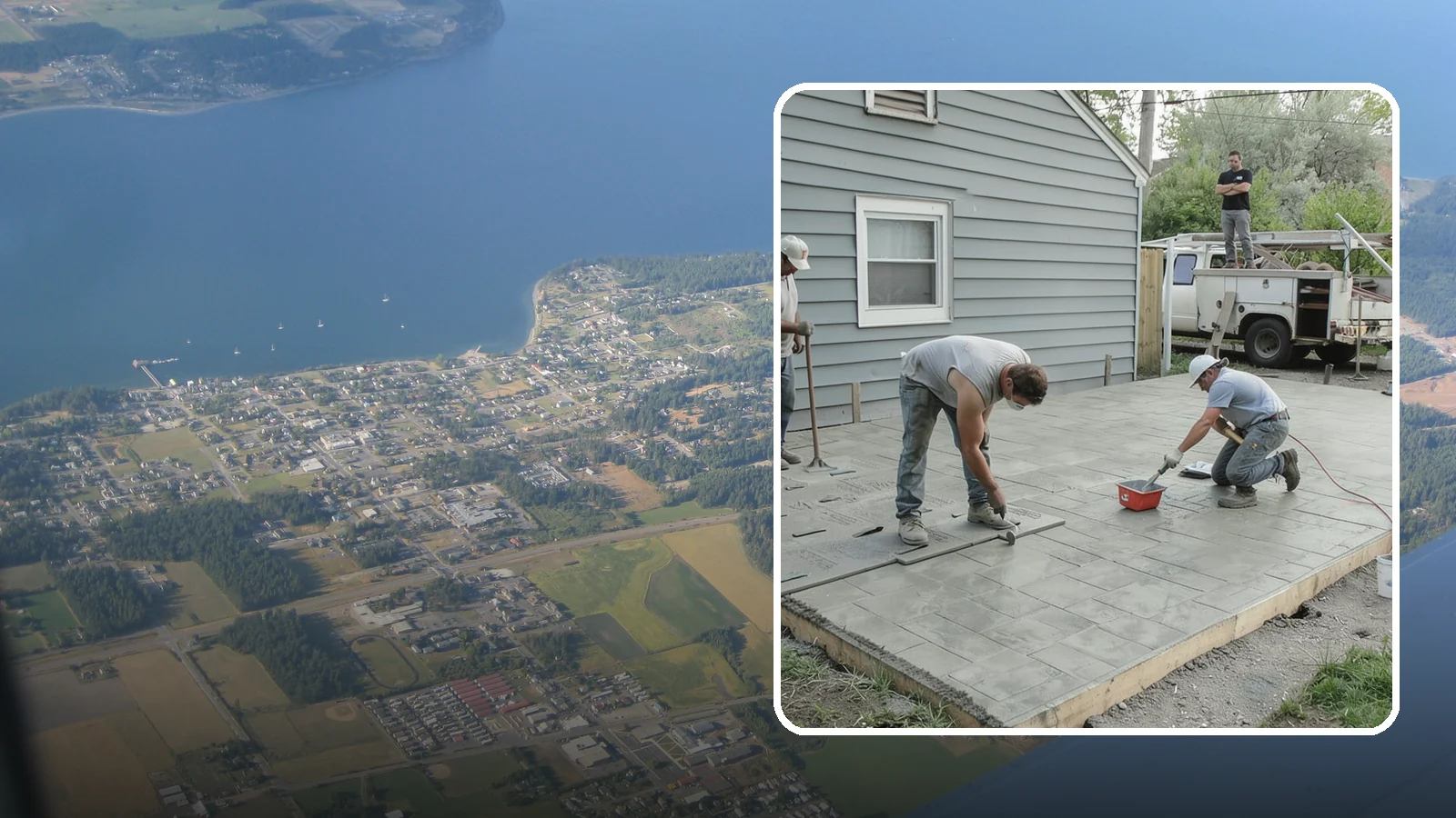 Stamped Concrete Patio in Coupeville, Island County, WA - Stamped concrete patio installation that mimics stone or brick at a fraction of the cost.