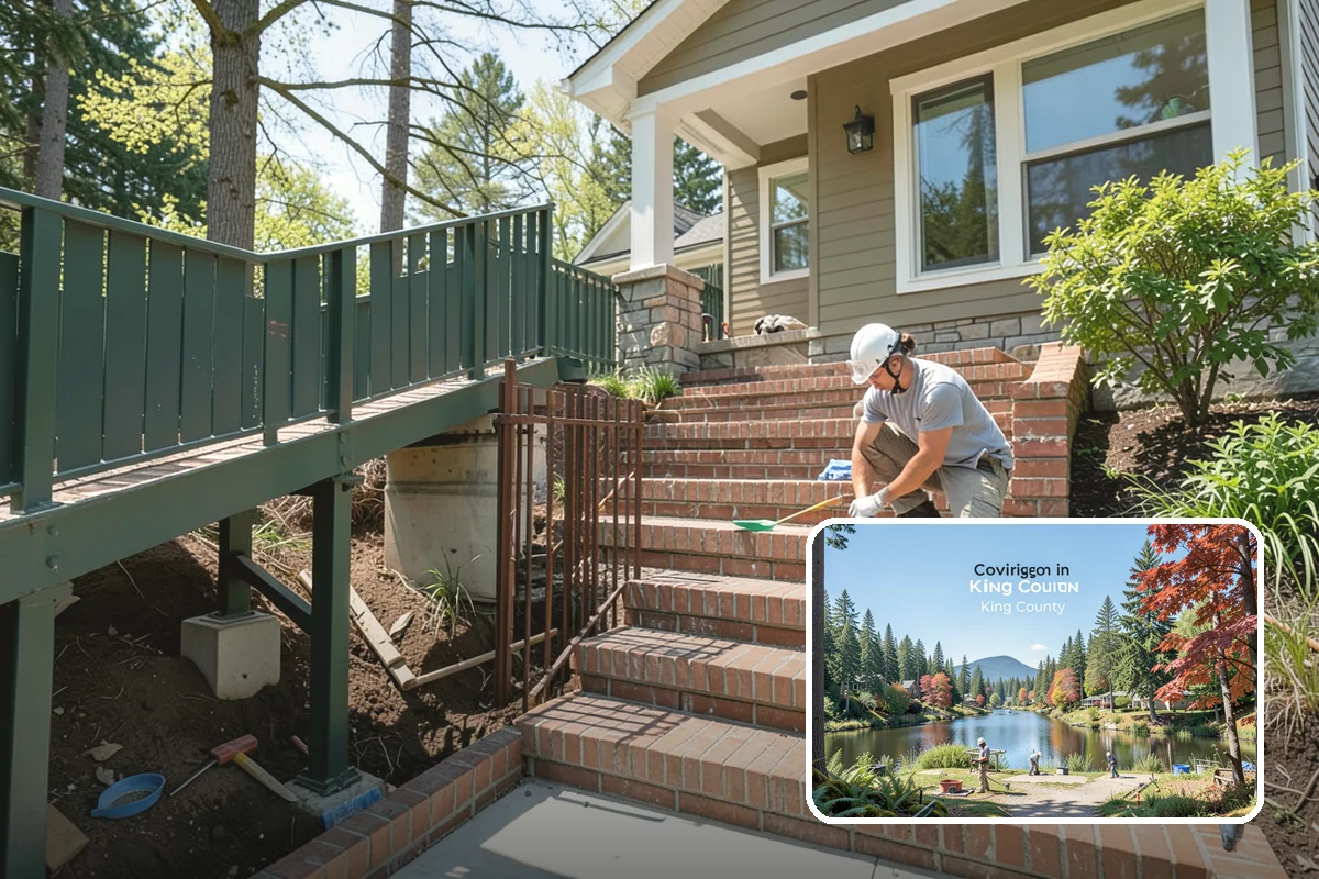 Stamped Concrete Patio in Covington, King County, WA - Upscale stone or brick look for less