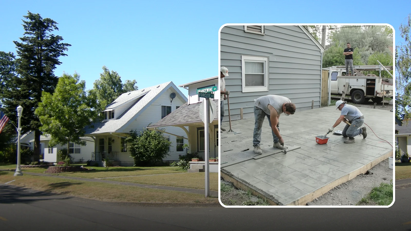 Stamped Concrete Patio in DuPont, Pierce County, WA - Stamped concrete patio installation that mimics stone or brick at a fraction of the cost.