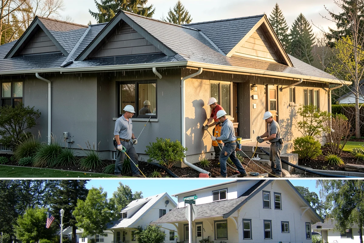 Stamped Concrete Patio in DuPont, Pierce County, WA - Warm, dry summer conditions are necessary for stamping, coloring, and sealing to set correctly.
