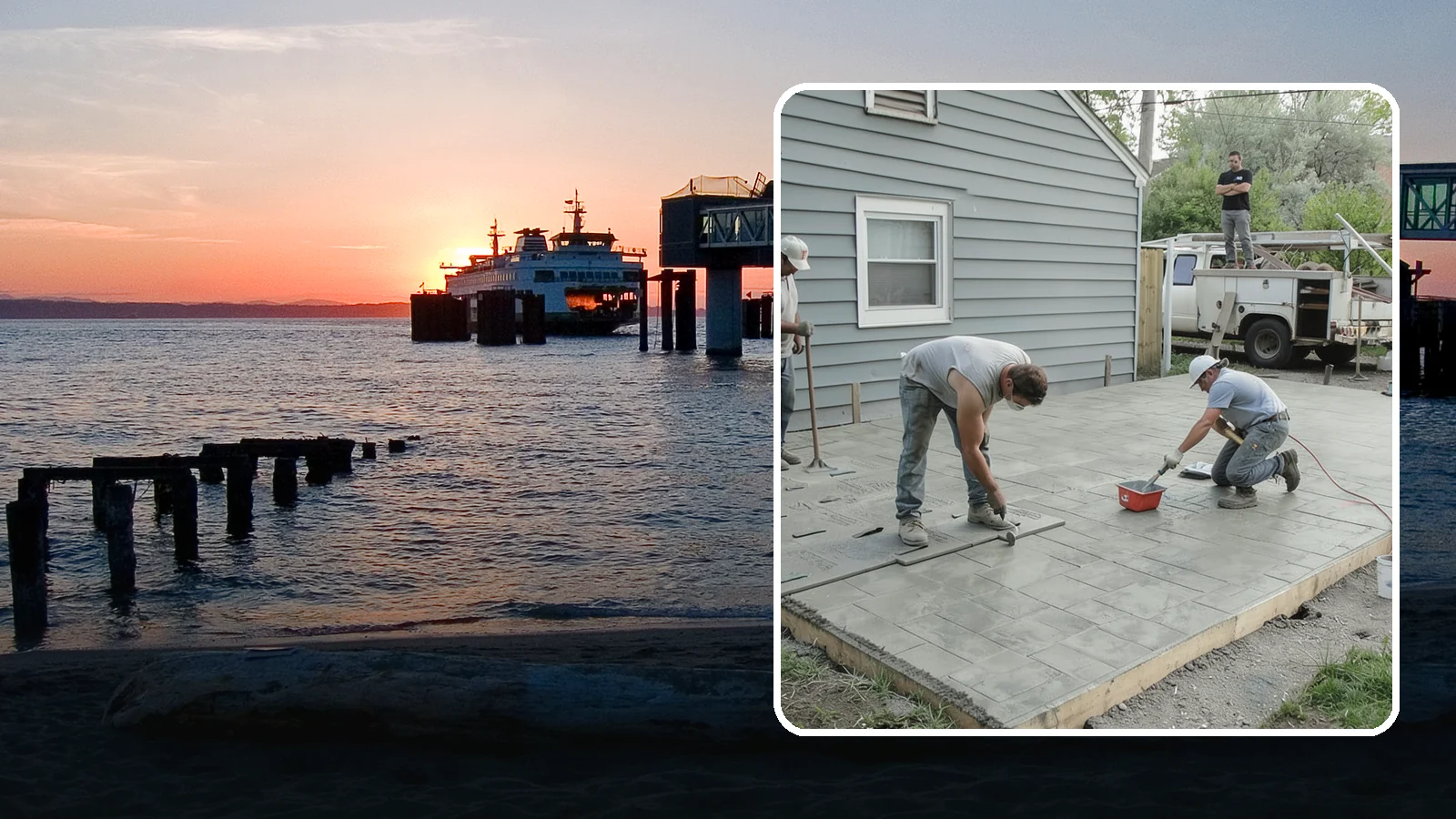 Stamped Concrete Patio in Edmonds, Snohomish County, WA - Stamped concrete patio installation that mimics stone or brick at a fraction of the cost.