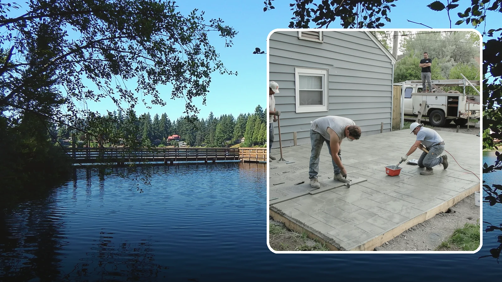 Stamped Concrete Patio in Federal Way, King County, WA - Stamped concrete patio installation that mimics stone or brick at a fraction of the cost.