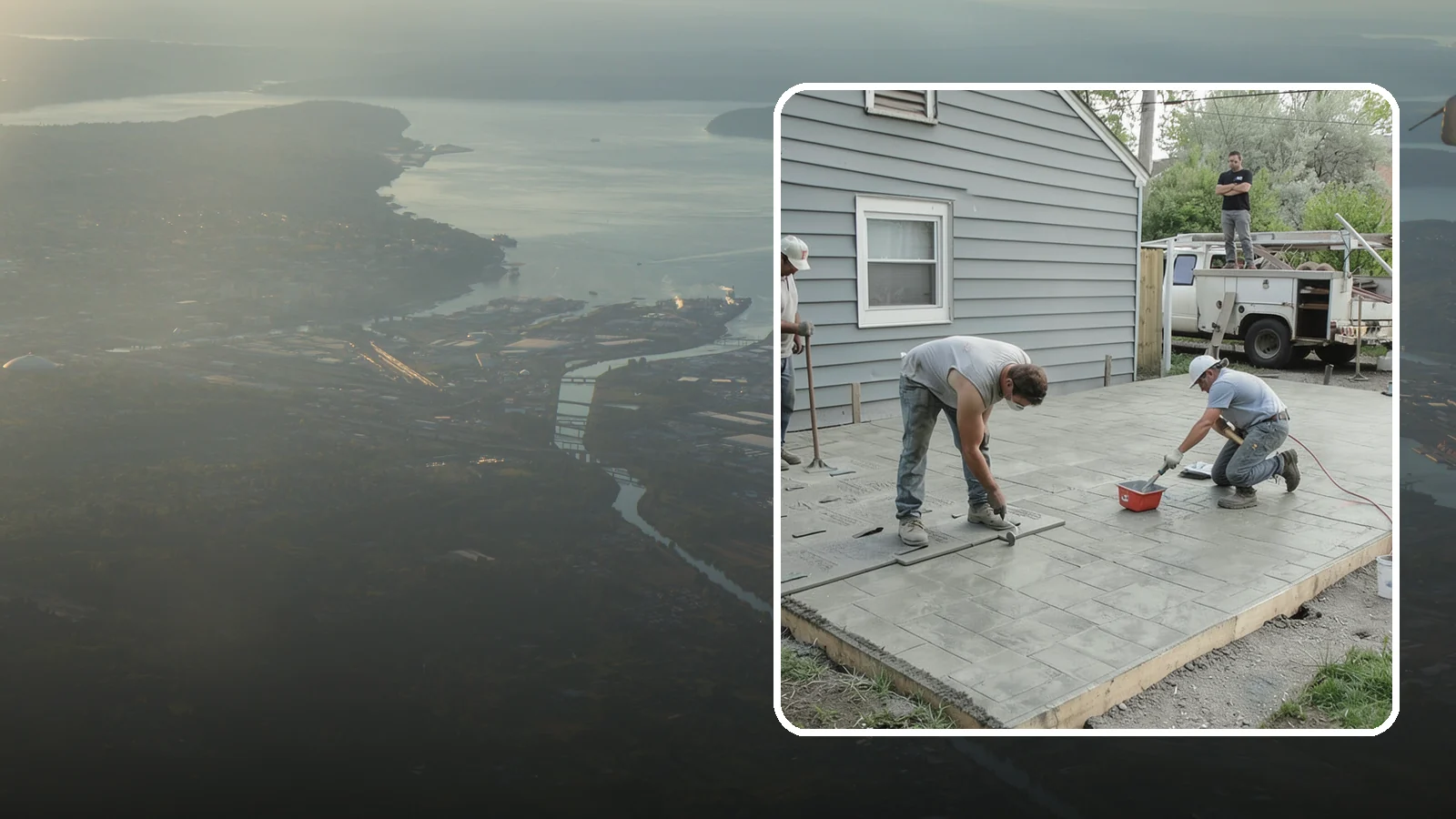 Stamped Concrete Patio in Fife, Pierce County, WA - Stamped concrete patio installation that mimics stone or brick at a fraction of the cost.
