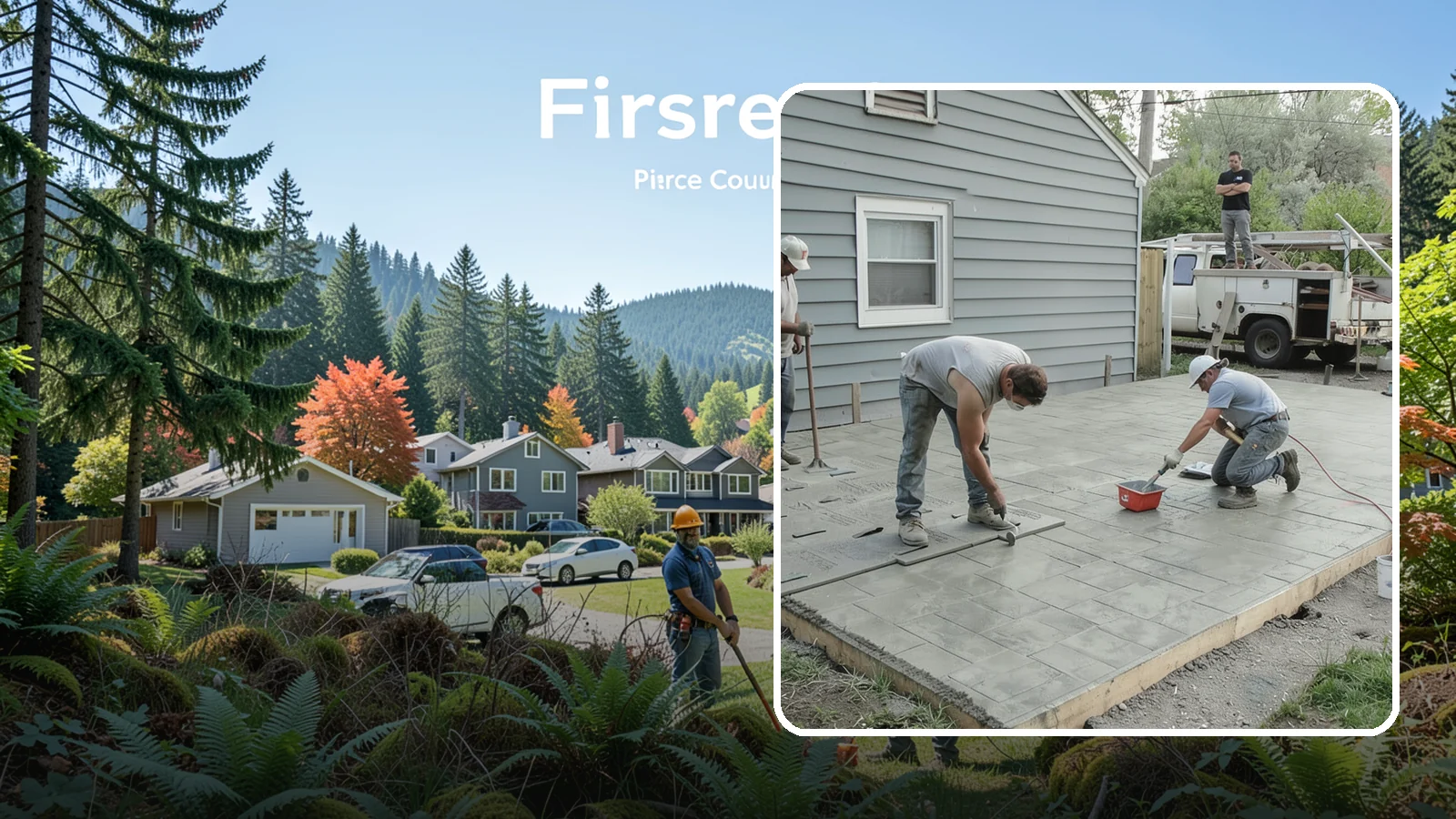 Stamped Concrete Patio in Fircrest, Pierce County, WA - Stamped concrete patio installation that mimics stone or brick at a fraction of the cost.