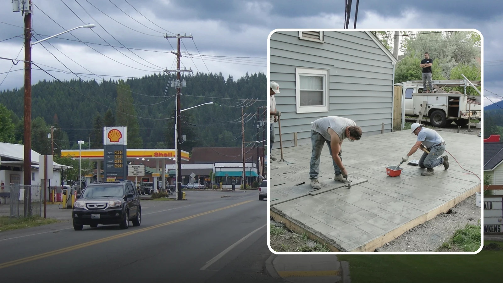 Stamped Concrete Patio in Granite Falls, Snohomish County, WA - Stamped concrete patio installation that mimics stone or brick at a fraction of the cost.