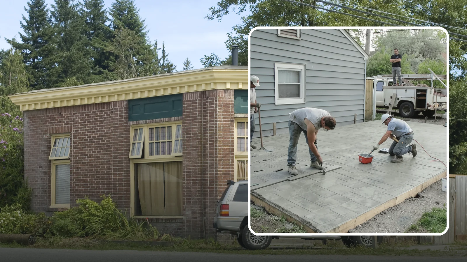 Stamped Concrete Patio in Hamilton, Skagit County, WA - Stamped concrete patio installation that mimics stone or brick at a fraction of the cost.