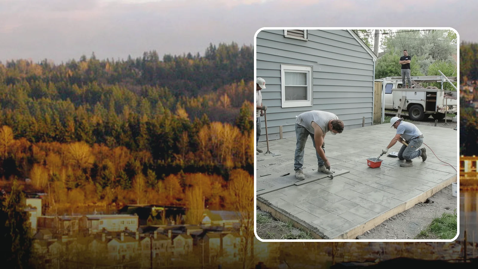 Stamped Concrete Patio in Kenmore, King County, WA - Stamped concrete patio installation that mimics stone or brick at a fraction of the cost.