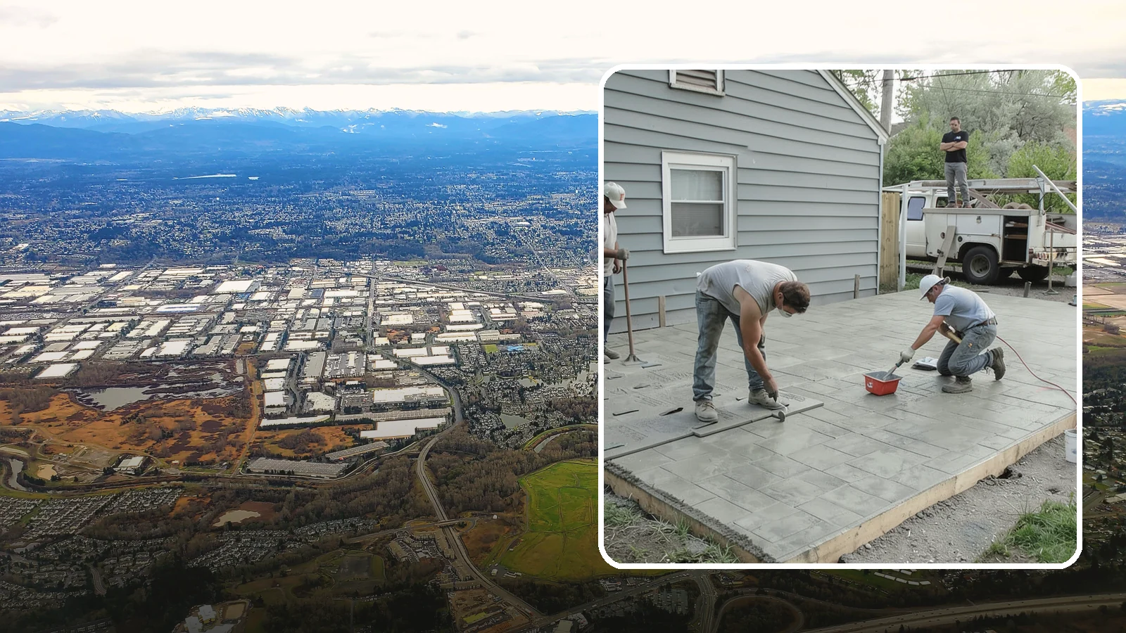 Stamped Concrete Patio in Kent, King County, WA - Stamped concrete patio installation that mimics stone or brick at a fraction of the cost.