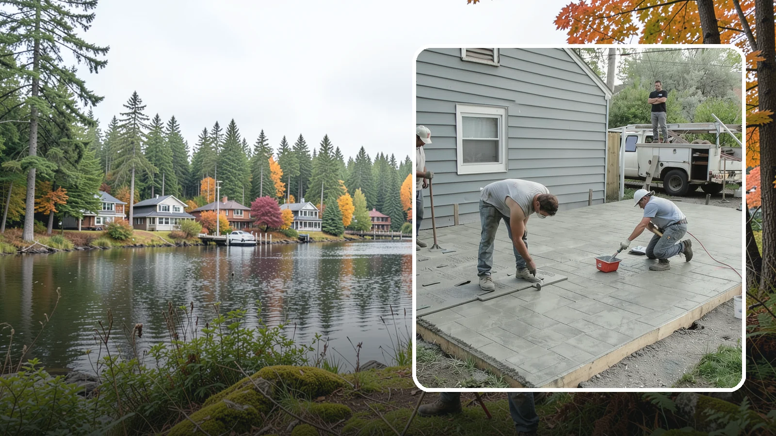 Stamped Concrete Patio in La Conner, Skagit County, WA - Stamped concrete patio installation that mimics stone or brick at a fraction of the cost.