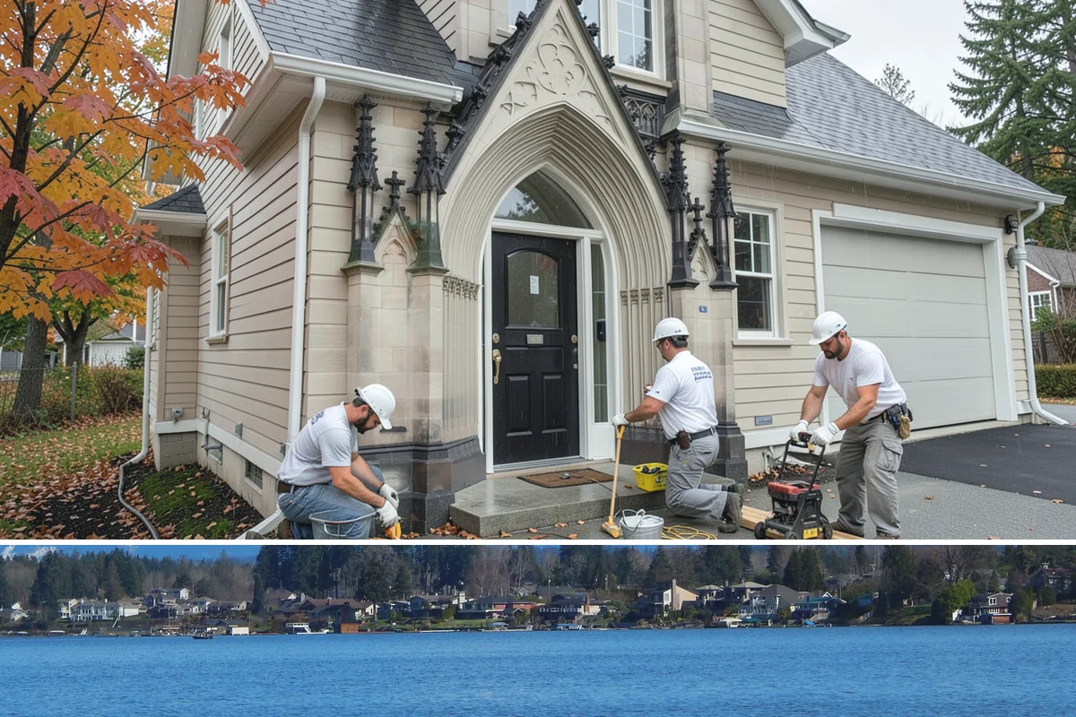 Stamped Concrete Patio in Lake Stevens, Snohomish County, WA - Warm, dry summer conditions are necessary for stamping, coloring, and sealing to set correctly.