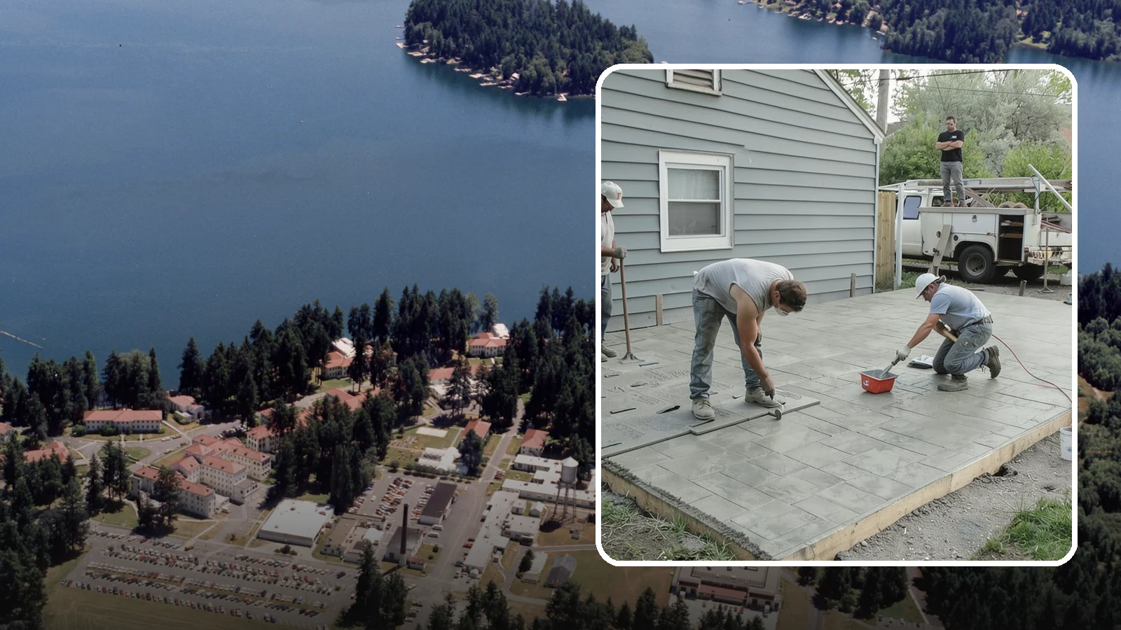 Stamped Concrete Patio in Lakewood, Pierce County, WA - Stamped concrete patio installation that mimics stone or brick at a fraction of the cost.
