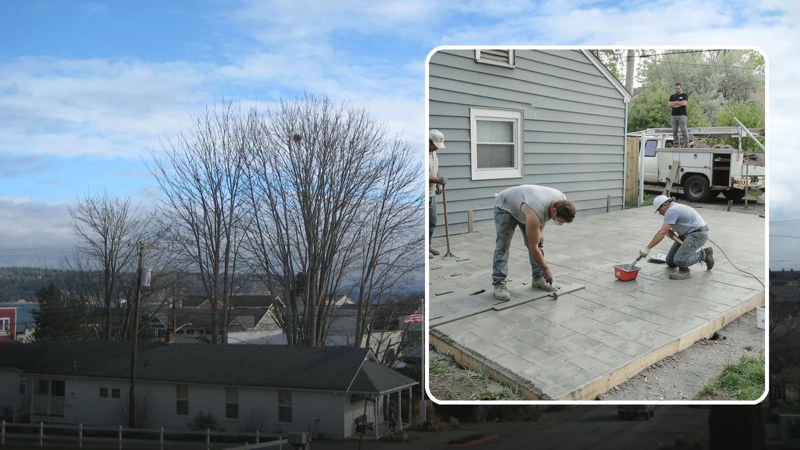 Stamped Concrete Patio in Langley, Island County, WA - Stamped concrete patio installation that mimics stone or brick at a fraction of the cost.