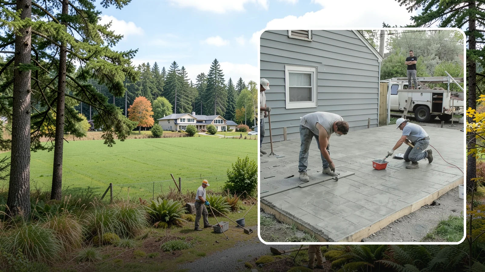 Stamped Concrete Patio in Lyman, Skagit County, WA - Stamped concrete patio installation that mimics stone or brick at a fraction of the cost.