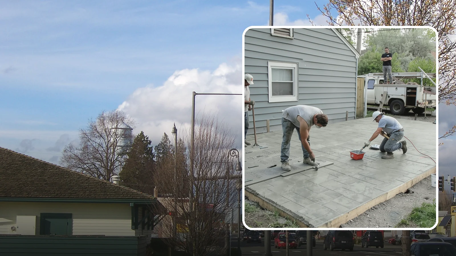 Stamped Concrete Patio in Marysville, Snohomish County, WA - Stamped concrete patio installation that mimics stone or brick at a fraction of the cost.