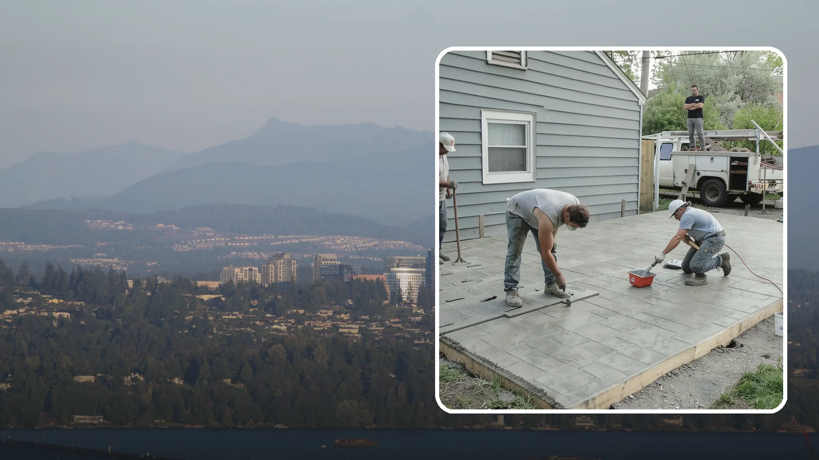 Stamped Concrete Patio in Medina, King County, WA - Stamped concrete patio installation that mimics stone or brick at a fraction of the cost.