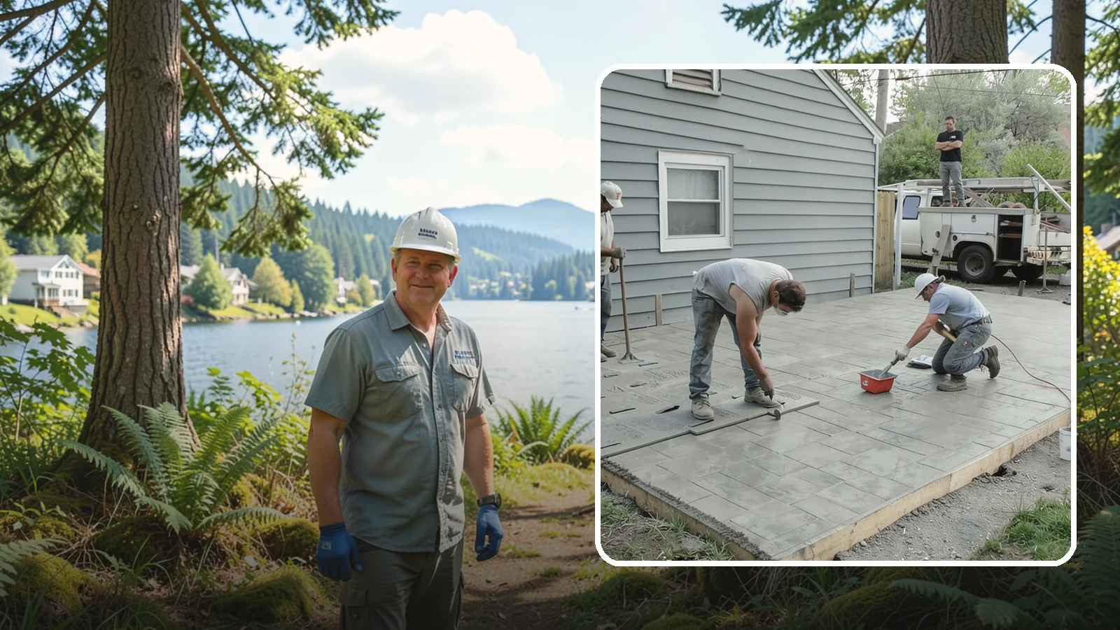 Stamped Concrete Patio in Milton, King County, WA - Stamped concrete patio installation that mimics stone or brick at a fraction of the cost.