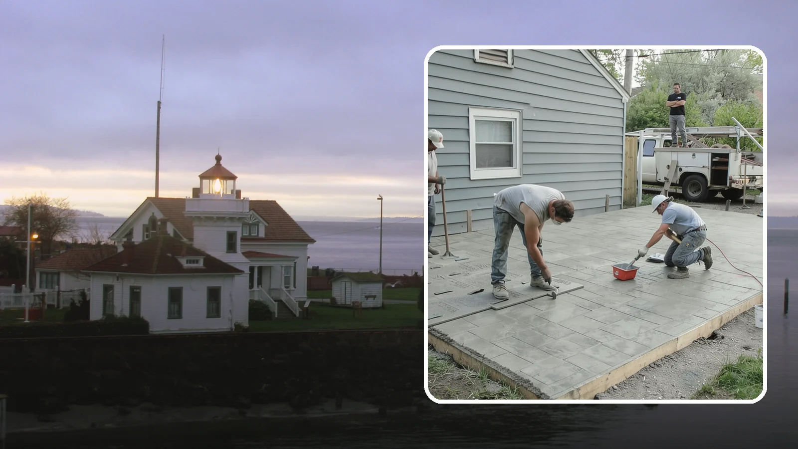 Stamped Concrete Patio in Mukilteo, Snohomish County, WA - Stamped concrete patio installation that mimics stone or brick at a fraction of the cost.