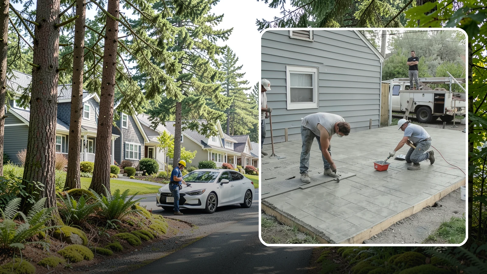 Stamped Concrete Patio in Normandy Park, King County, WA - Stamped concrete patio installation that mimics stone or brick at a fraction of the cost.