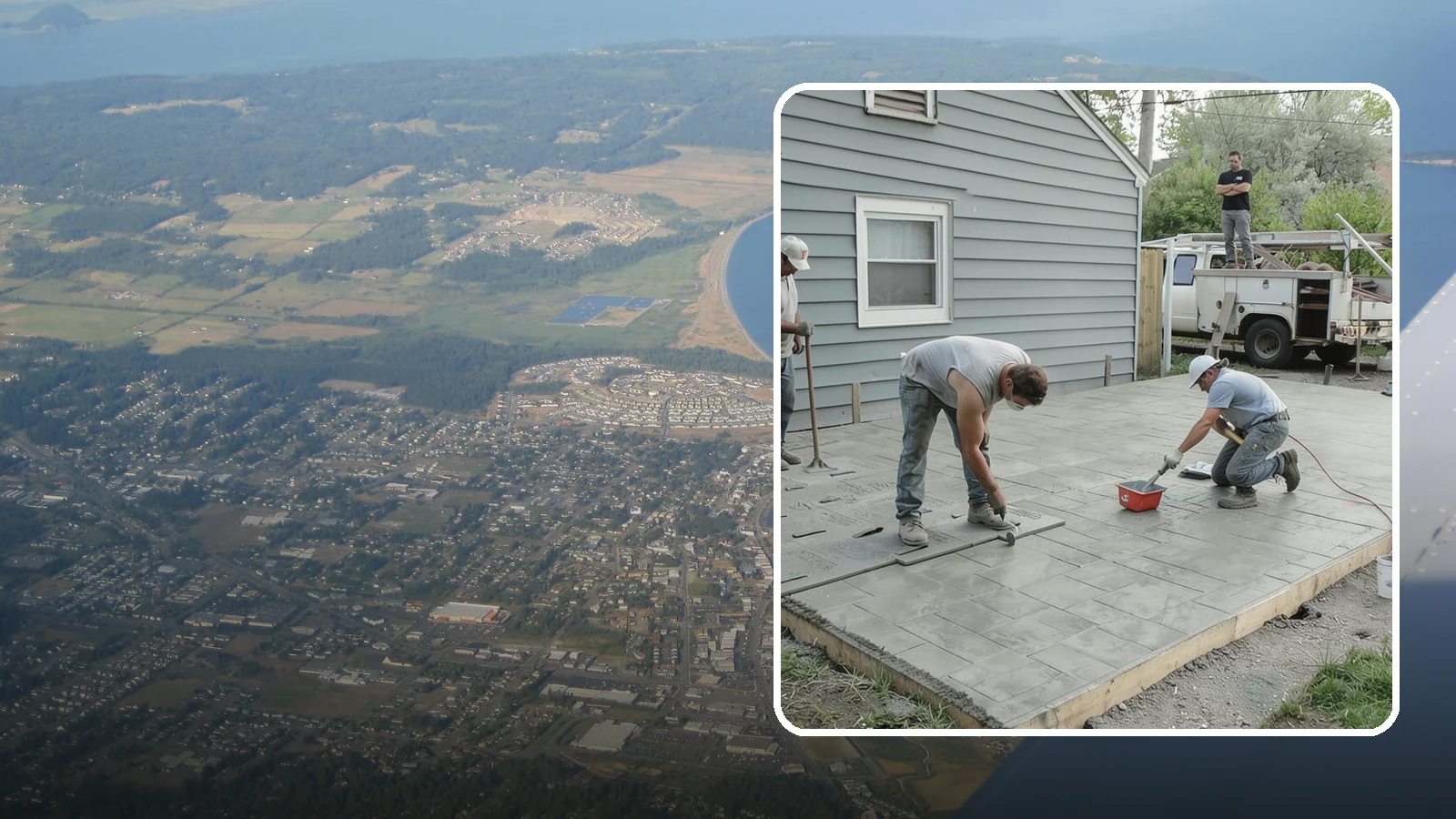 Stamped Concrete Patio in Oak Harbor, Island County, WA - Stamped concrete patio installation that mimics stone or brick at a fraction of the cost.