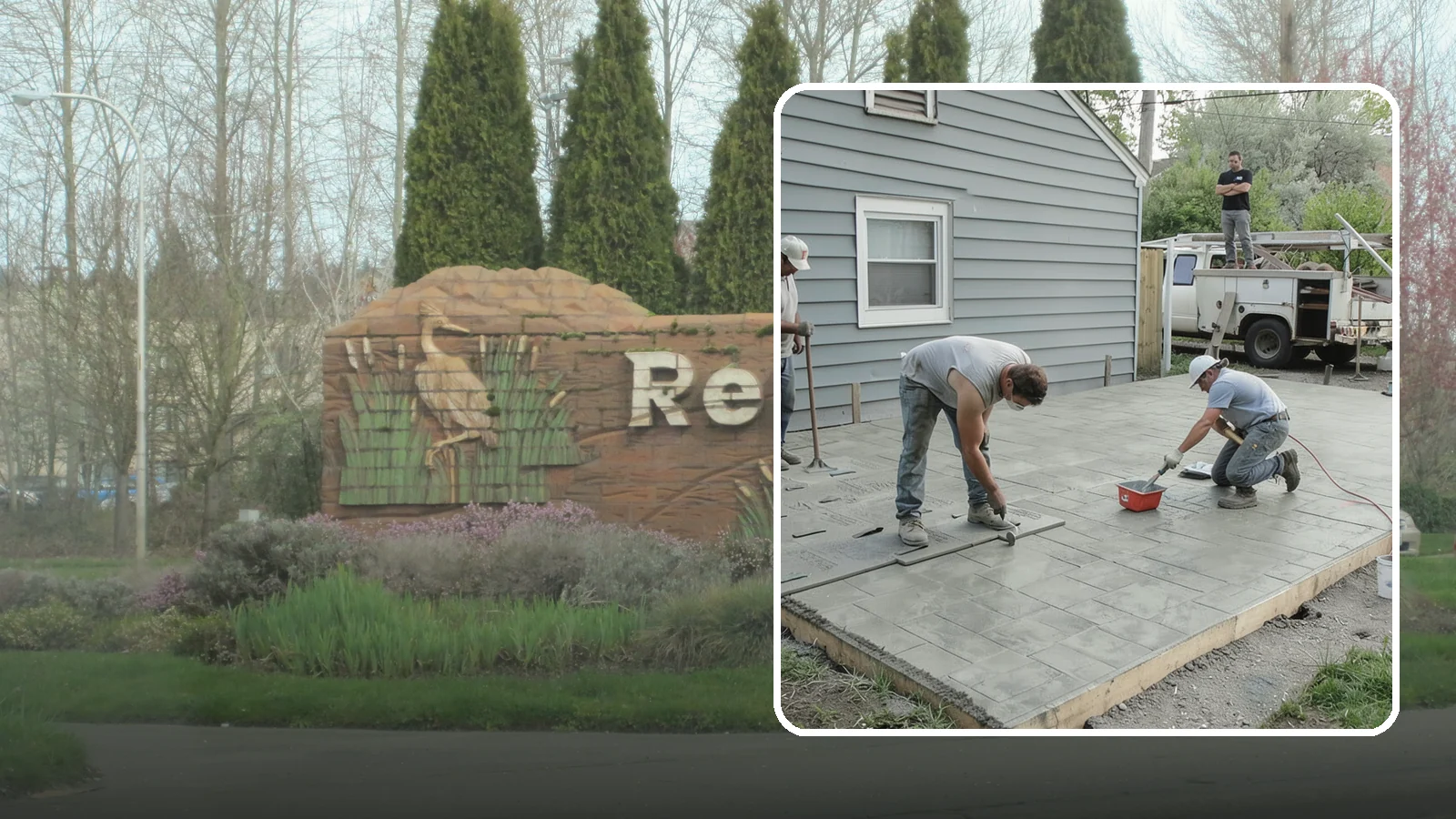 Stamped Concrete Patio in Renton, King County, WA - Stamped concrete patio installation that mimics stone or brick at a fraction of the cost.