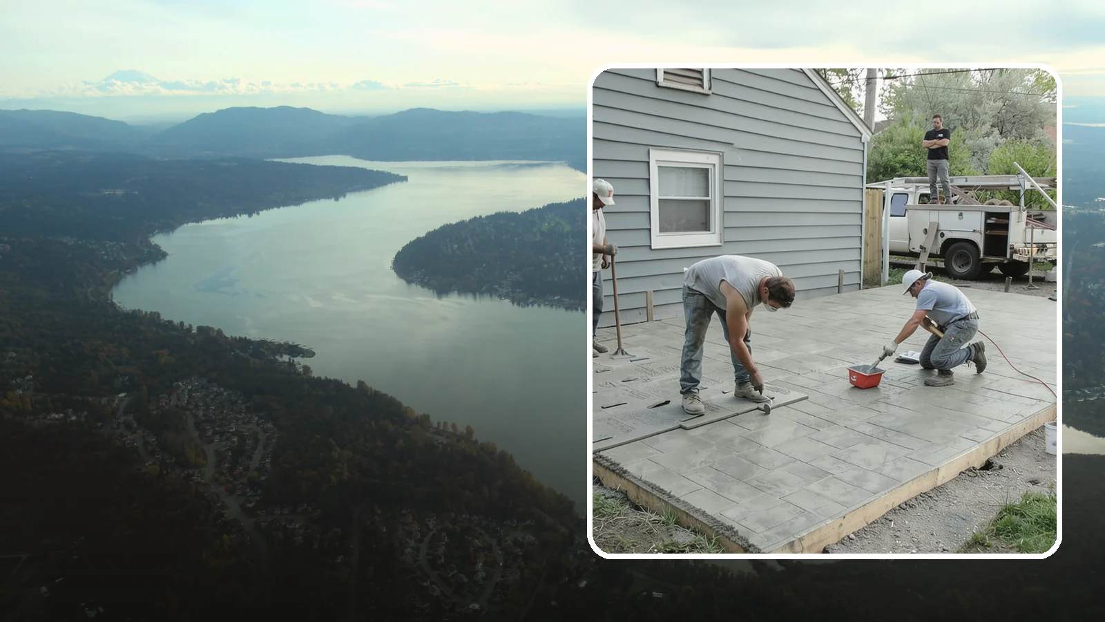 Stamped Concrete Patio in Sammamish, King County, WA - Stamped concrete patio installation that mimics stone or brick at a fraction of the cost.