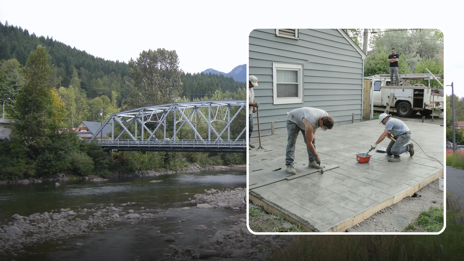 Stamped Concrete Patio in Skykomish, King County, WA - Stamped concrete patio installation that mimics stone or brick at a fraction of the cost.