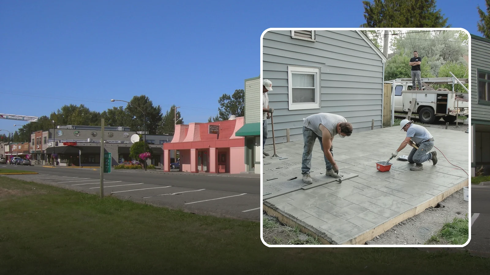 Stamped Concrete Patio in Snoqualmie, King County, WA - Stamped concrete patio installation that mimics stone or brick at a fraction of the cost.