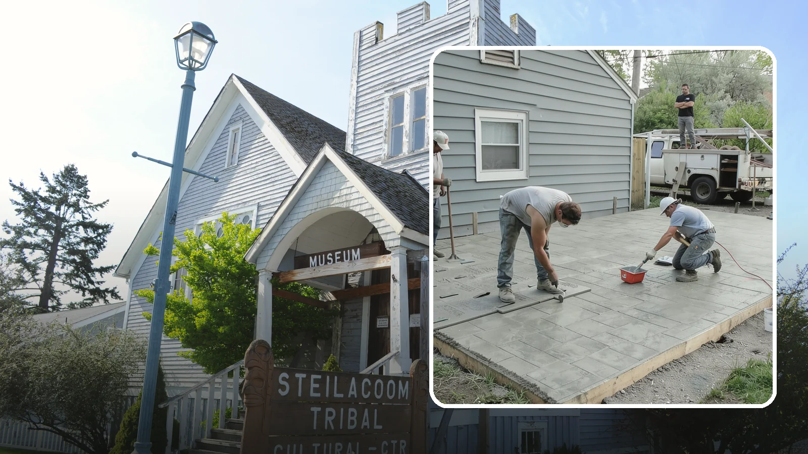 Stamped Concrete Patio in Steilacoom, Pierce County, WA - Stamped concrete patio installation that mimics stone or brick at a fraction of the cost.