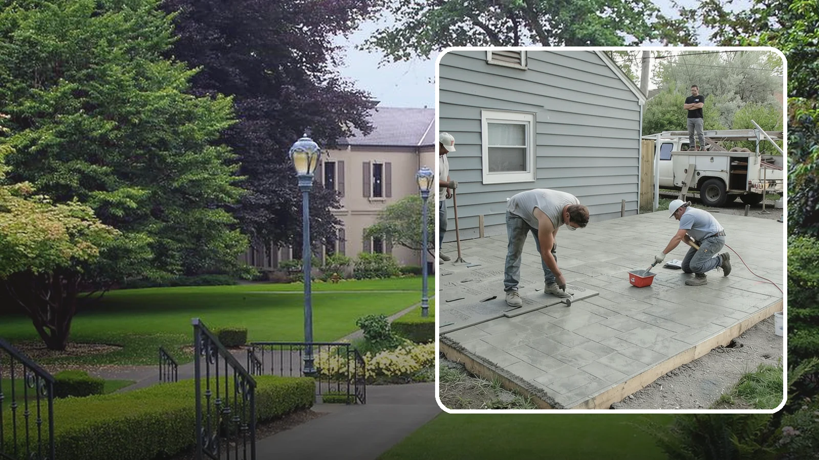 Stamped Concrete Patio in Woodinville, King County, WA - Stamped concrete patio installation that mimics stone or brick at a fraction of the cost.