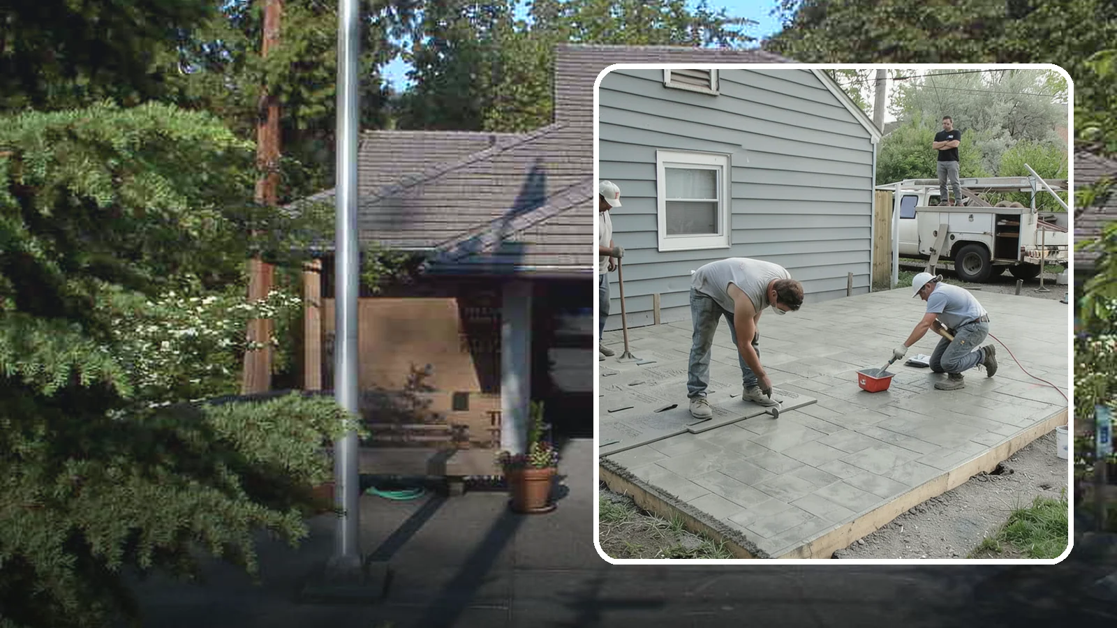 Stamped Concrete Patio in Yarrow Point, King County, WA - Stamped concrete patio installation that mimics stone or brick at a fraction of the cost.