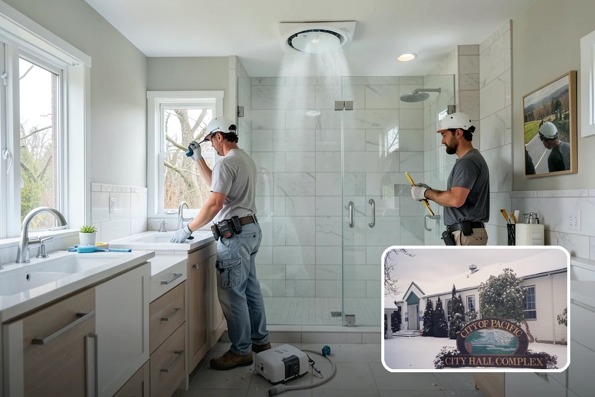 Steam Room Construction in Pacific, King County, WA - Continuous waterproofing that protects the structure