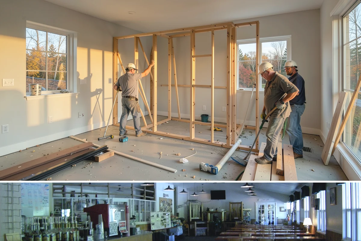 Stem Wall Construction in Black Diamond, King County, WA - Stem wall pours are scheduled around drier windows and protected from heavy rain so the concrete cures to full strength.