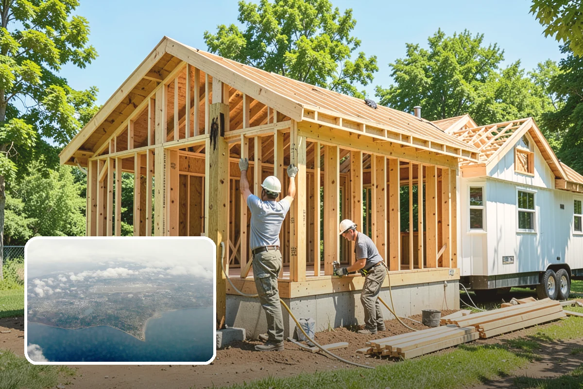 Stem Wall Construction in Burien, King County, WA - Framing lifted safely above wet grade and standing water