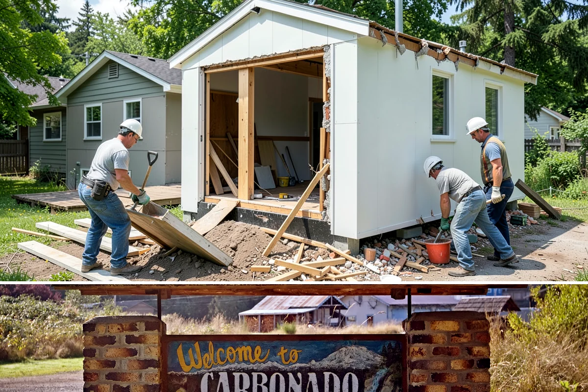 Stem Wall Construction in Carbonado, Pierce County, WA - Stem wall pours are scheduled around drier windows and protected from heavy rain so the concrete cures to full strength.