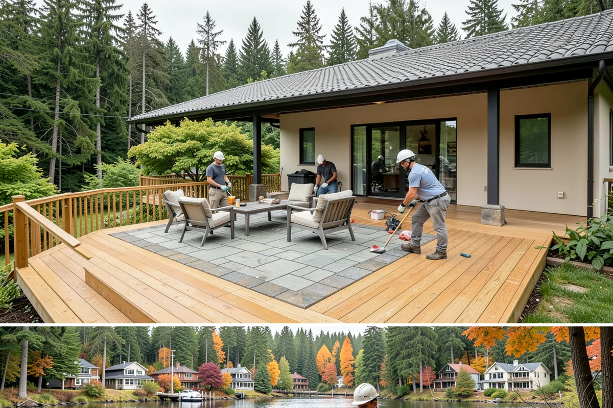 Stem Wall Construction in La Conner, Skagit County, WA - Stem wall pours are scheduled around drier windows and protected from heavy rain so the concrete cures to full strength.