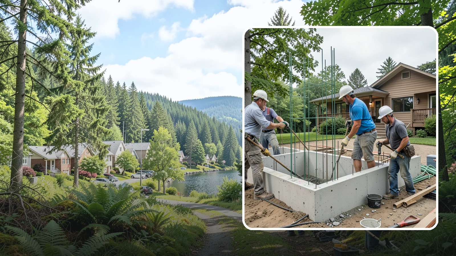 Stem Wall Construction in Lake Forest Park, King County, WA - We build reinforced stem walls that carry your home from the footing up to the framed floor above.