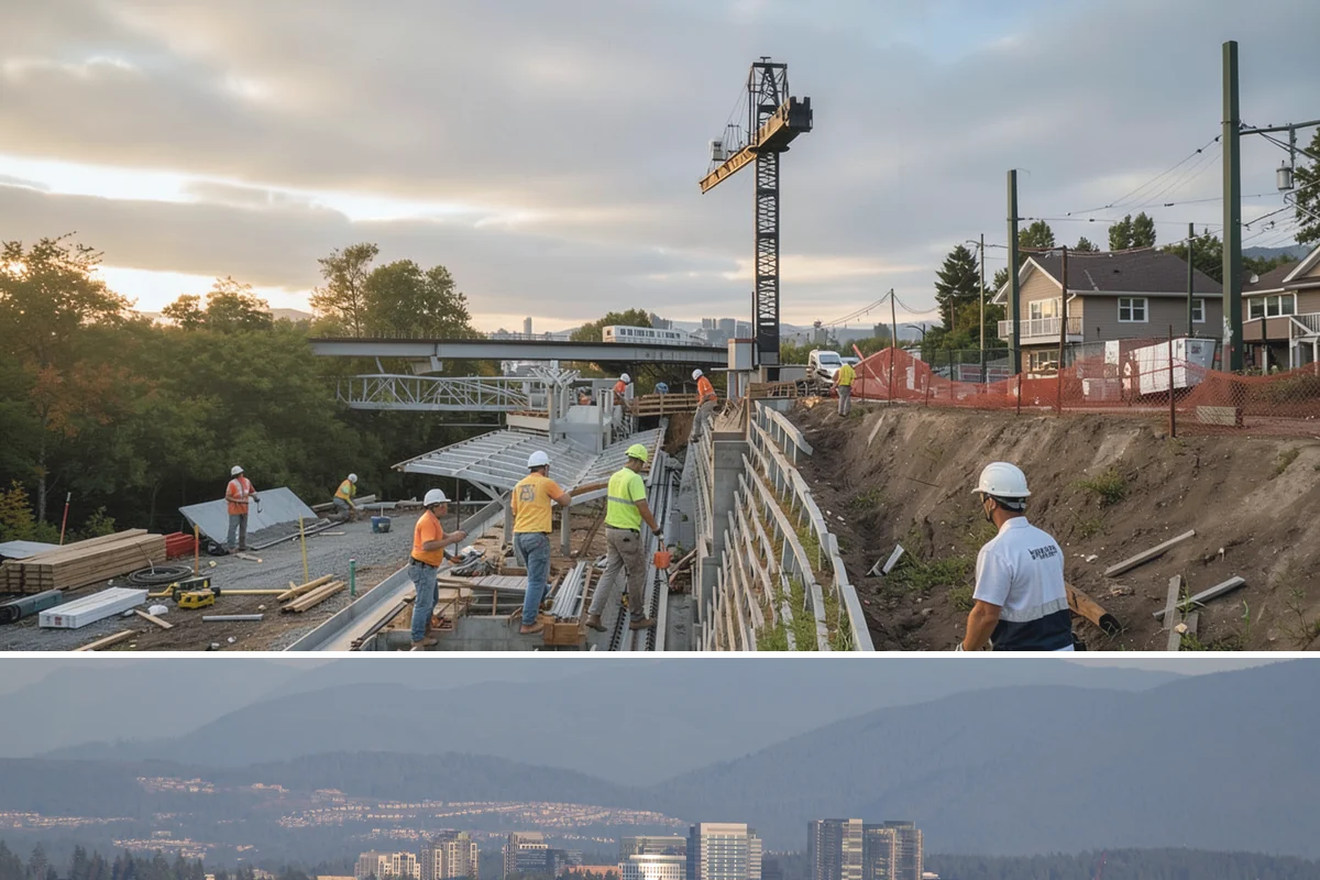 Stem Wall Construction in Medina, King County, WA - Stem wall pours are scheduled around drier windows and protected from heavy rain so the concrete cures to full strength.