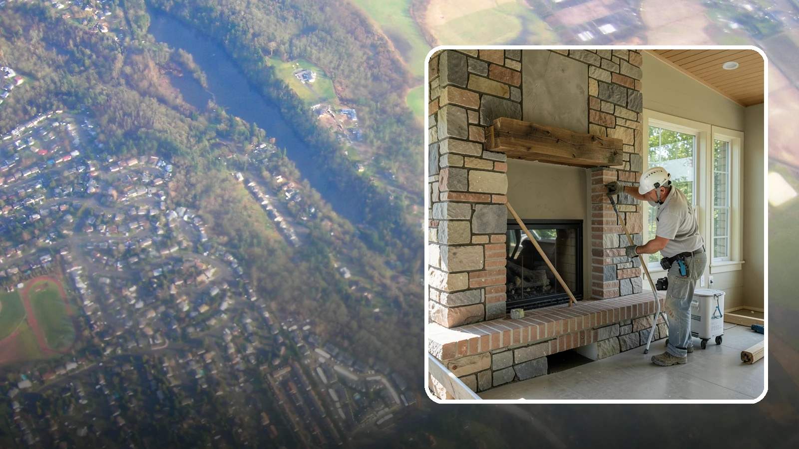 Stone Fireplace Installation in Algona, King County, WA - Full stone fireplace faces that bring natural texture and Northwest lodge character home.