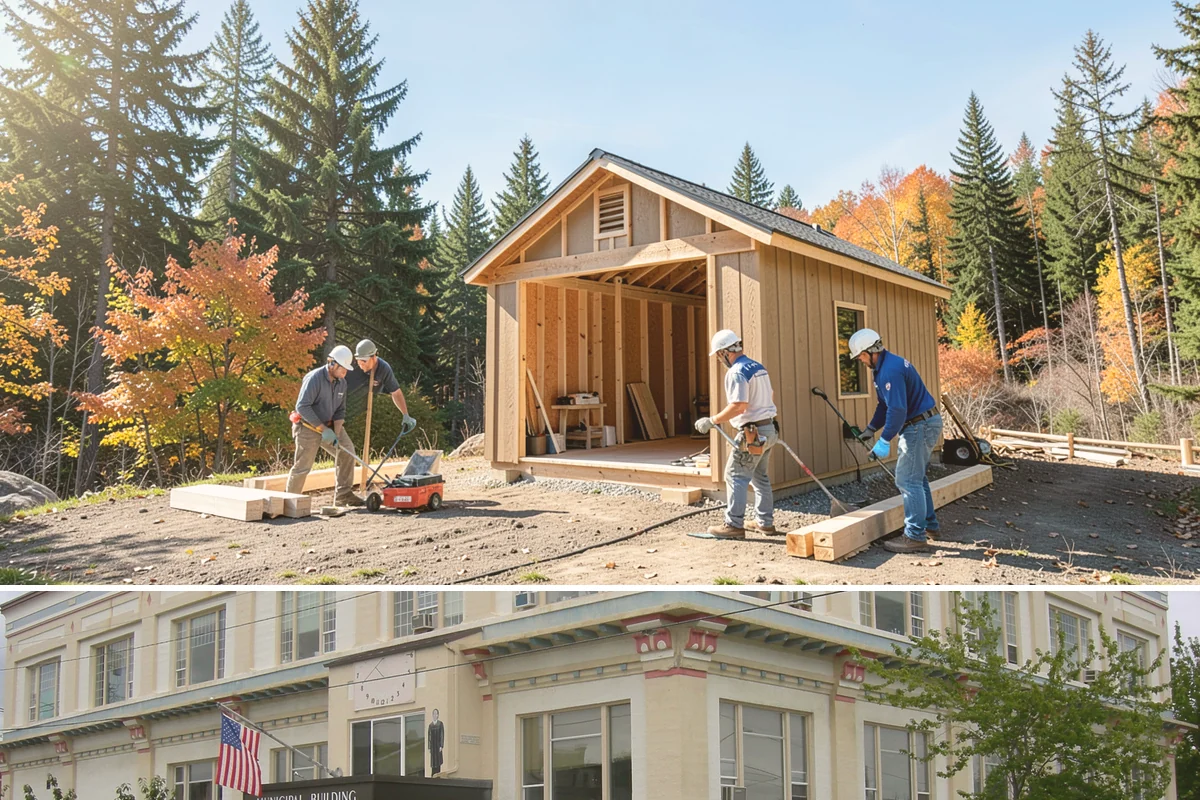 Stone Fireplace Installation in Anacortes, Skagit County, WA - Interior stone fireplace work proceeds year-round, making it a rewarding project during the long rainy season.