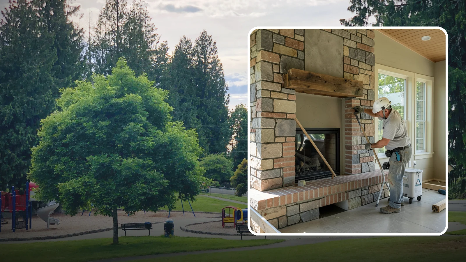 Stone Fireplace Installation in Bonney Lake, Pierce County, WA - Full stone fireplace faces that bring natural texture and Northwest lodge character home.